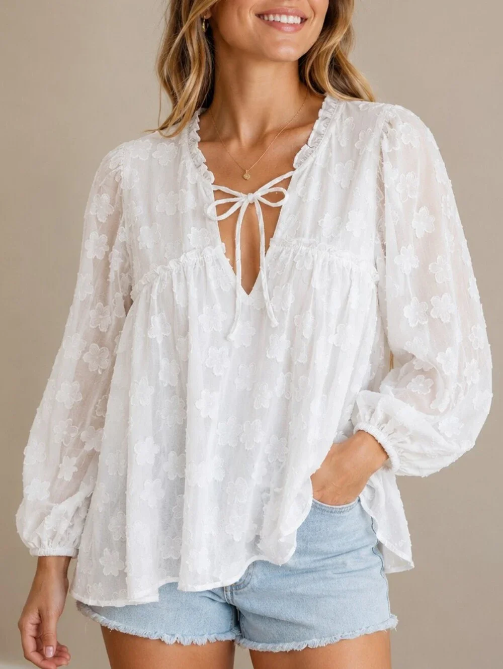 Show Me Your Mumu Floral Blouse Women Sm Boho Darla Peasant Top In White Daisy